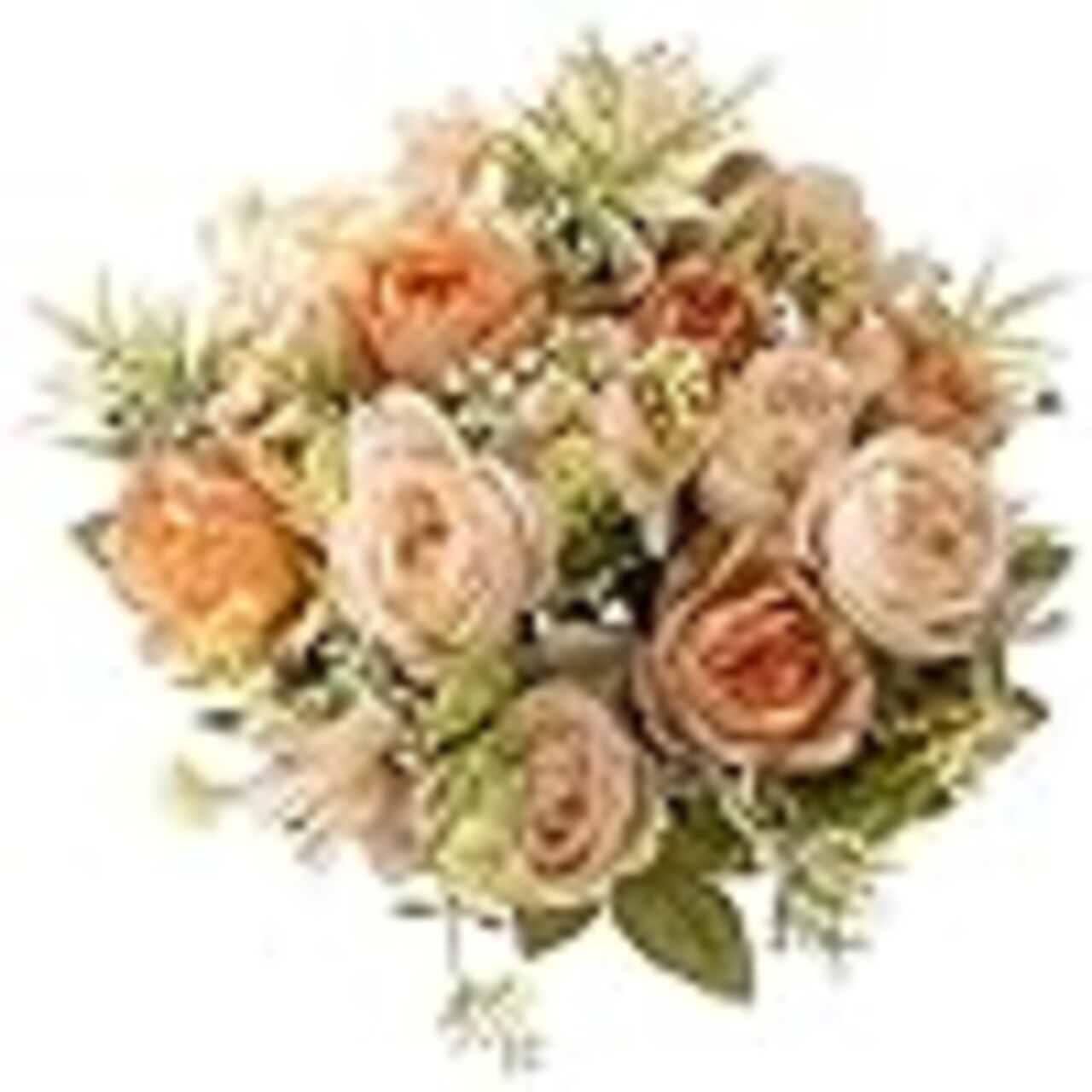 3 Bundles Orange Artificial Peony Flowers, Silk Fake Peony Bouquet with Eucalyptus & Chrysanthemum for Vase Arrangements, Wedding Centerpieces, Home & Party Decor